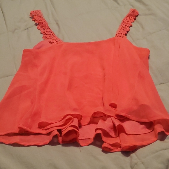 Decree Hot PINK Flowy Tank W/ Crochet Straps - Picture 4 of 4